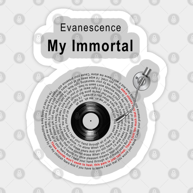 MY IMMORTAL LYRICS ILLUSTRATIONS Sticker by Vansa Design